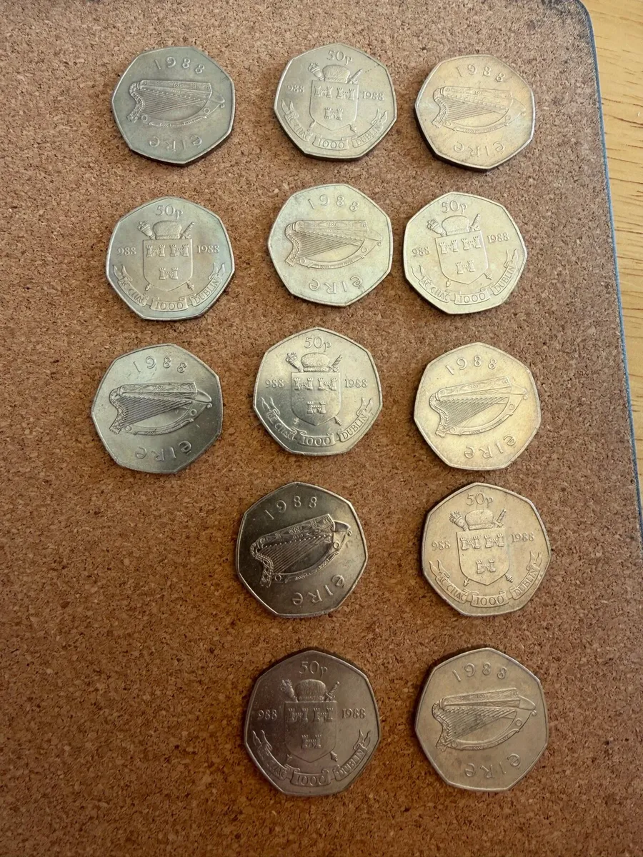 13 x 1988 Ireland 50 Pence Dublin Millennium Coins - Image 2