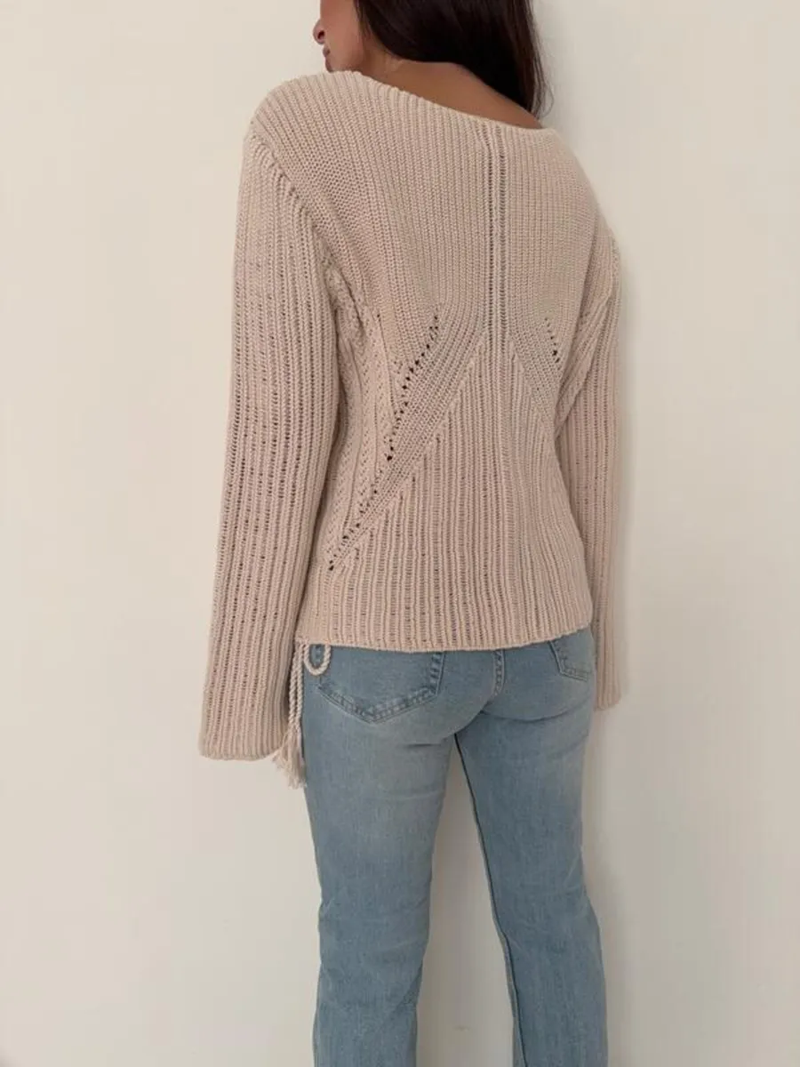 H&M Knitted V‑Neck Sweater — Beige — Size S - Image 2