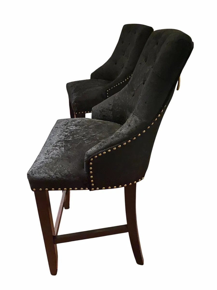 2x black velvet high stools - Image 2