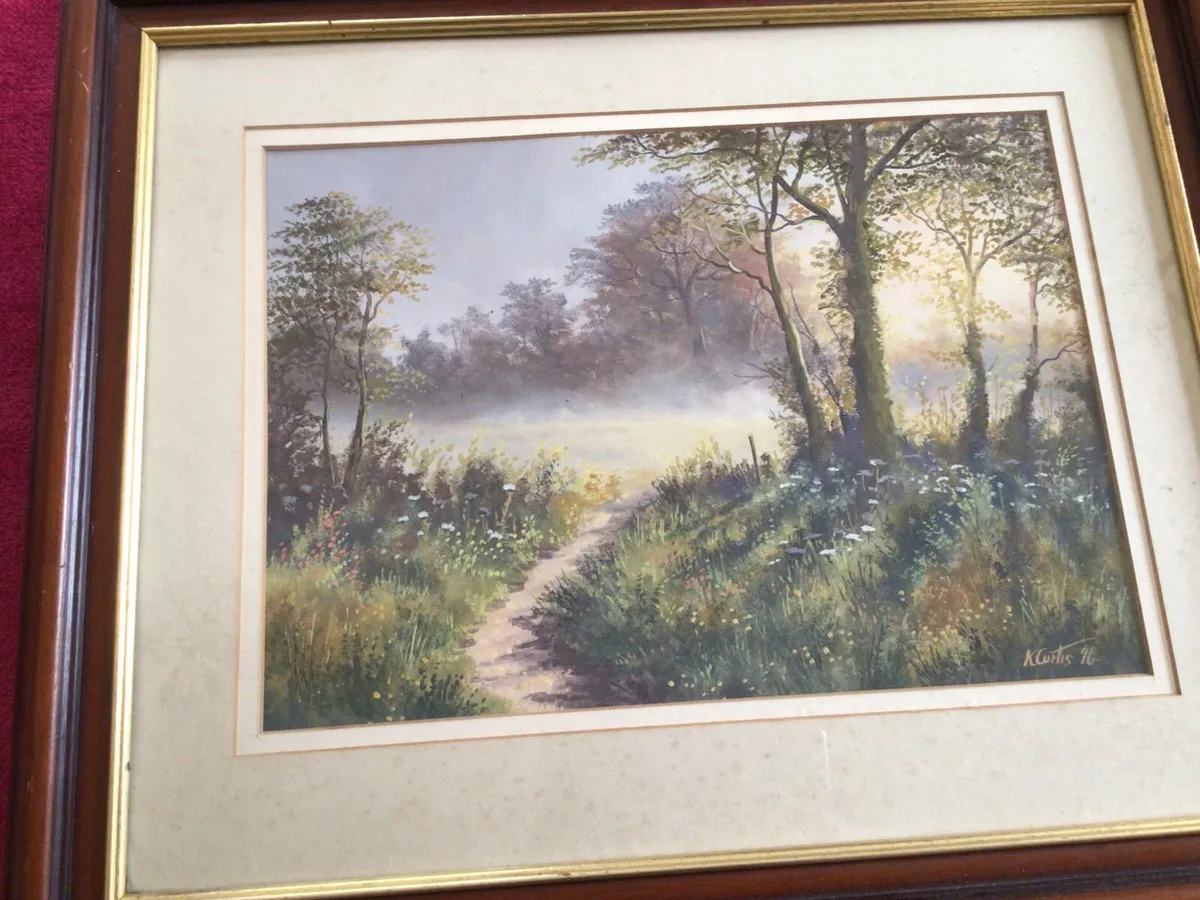 Mirror plus Tray plus Water Colour painting signed - Image 3