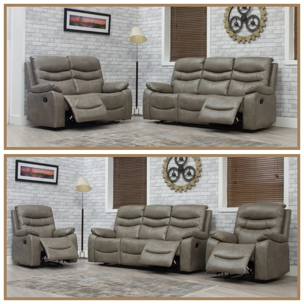 New Leather 3+2 or 3+1+1 Reclining Sofa Sets - Image 2