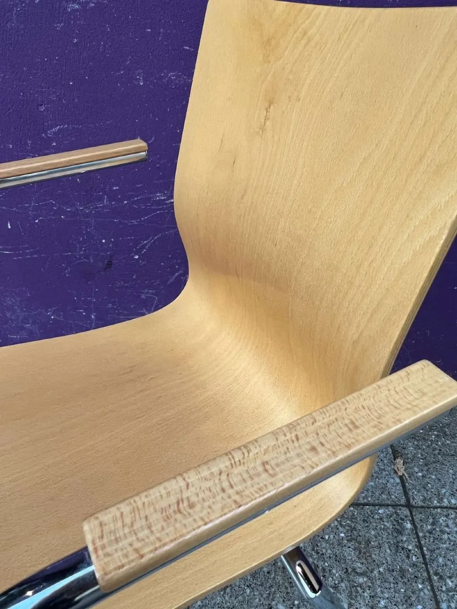 Wooden stacking chair with arms - Image 2