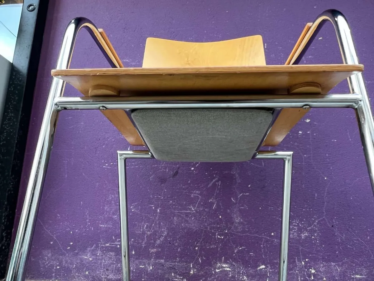 Wooden stacking chair with arms - Image 3