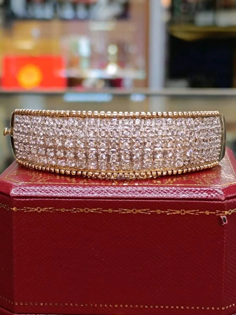 9k Yellow Gold Zirconia Vintage Pave Bracelet - Image 3