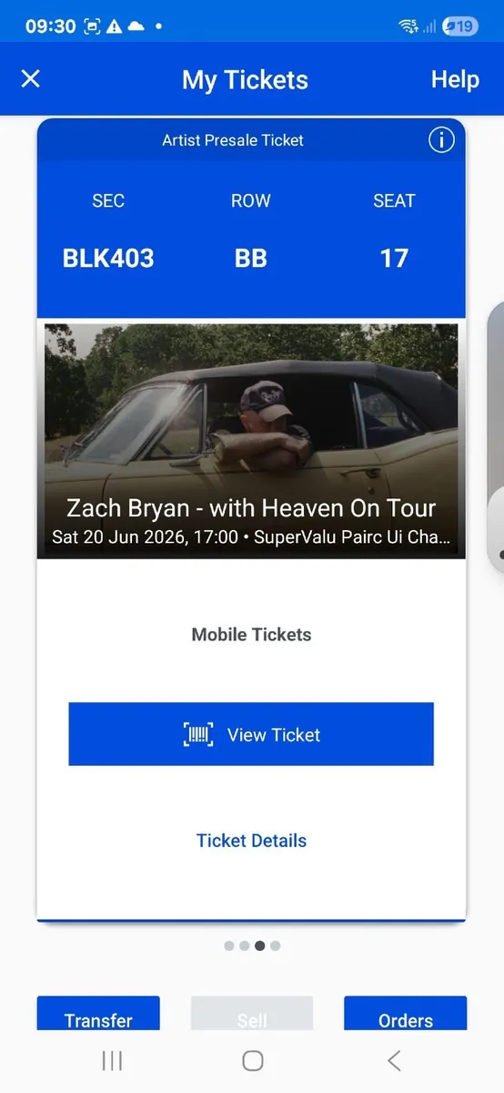 Tickets Zach Bryan 20th June - Image 1