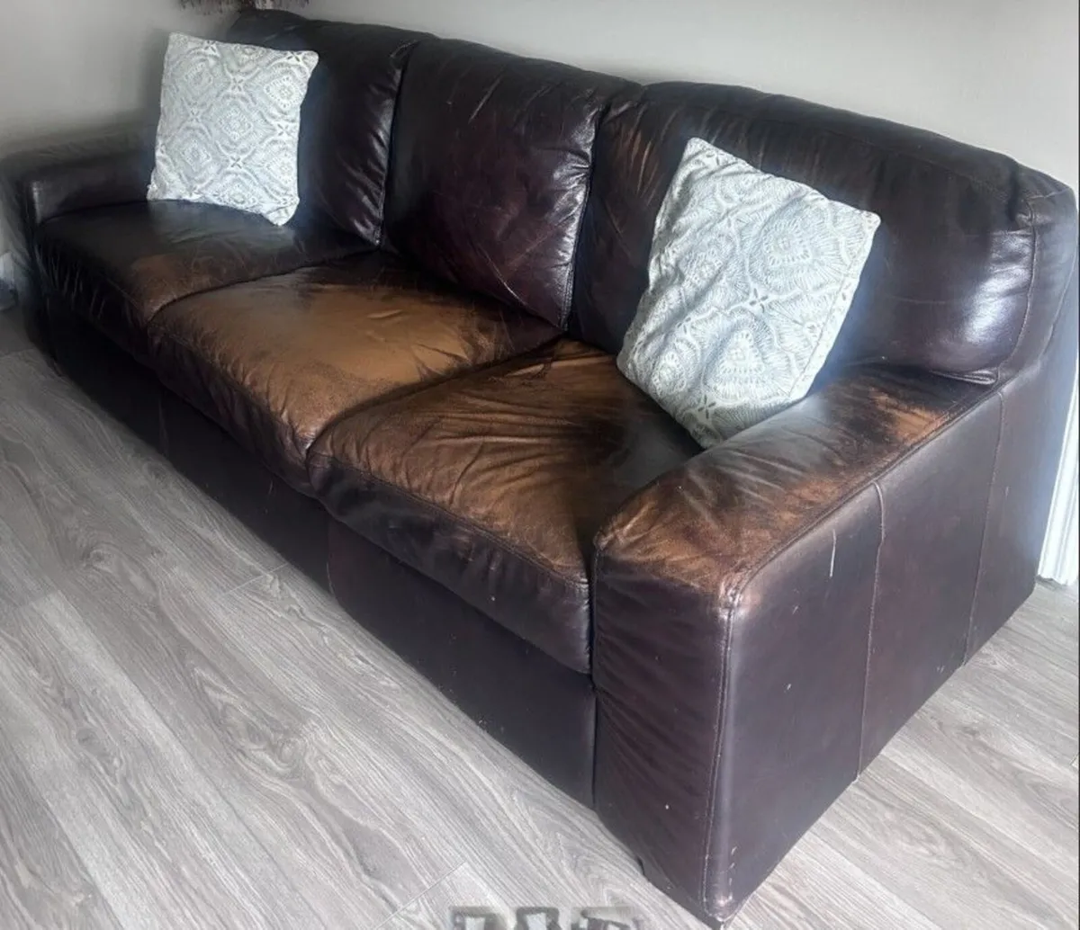 3 Piece Brown Leather Suite (Free to collect) - Image 2