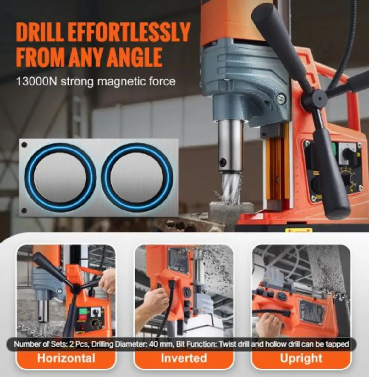 Magnetic Drill 1300W 2922lbf/13000N Portable Mag - Image 4