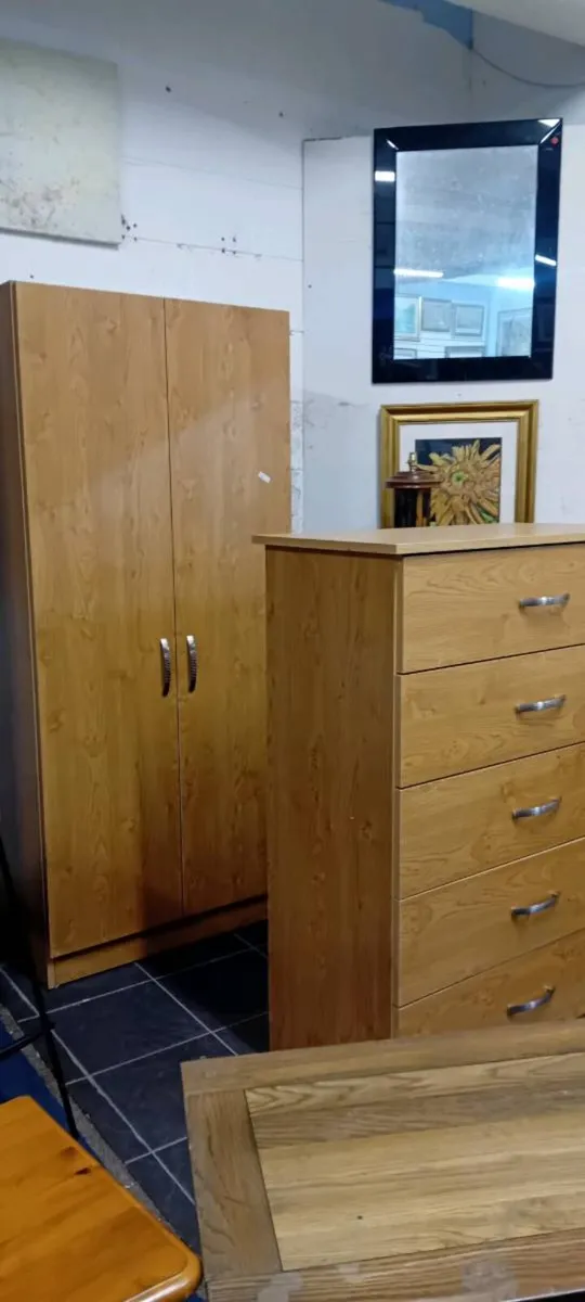 Oak Effect Wardrobe And Chest Of Drawers - Image 1