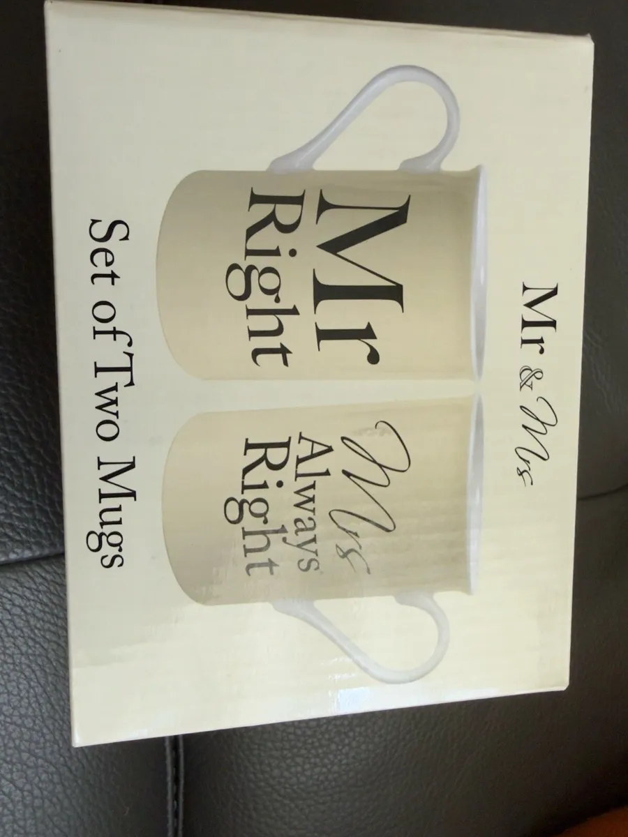 Mr & Mrs Right Mug set: Brand new, Unopened box - Image 1