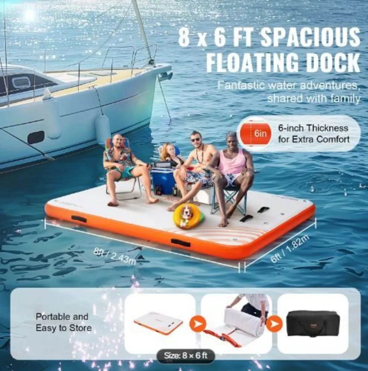 Inflatable Floating Dock, 8 x 6FT Inflatable - Image 4
