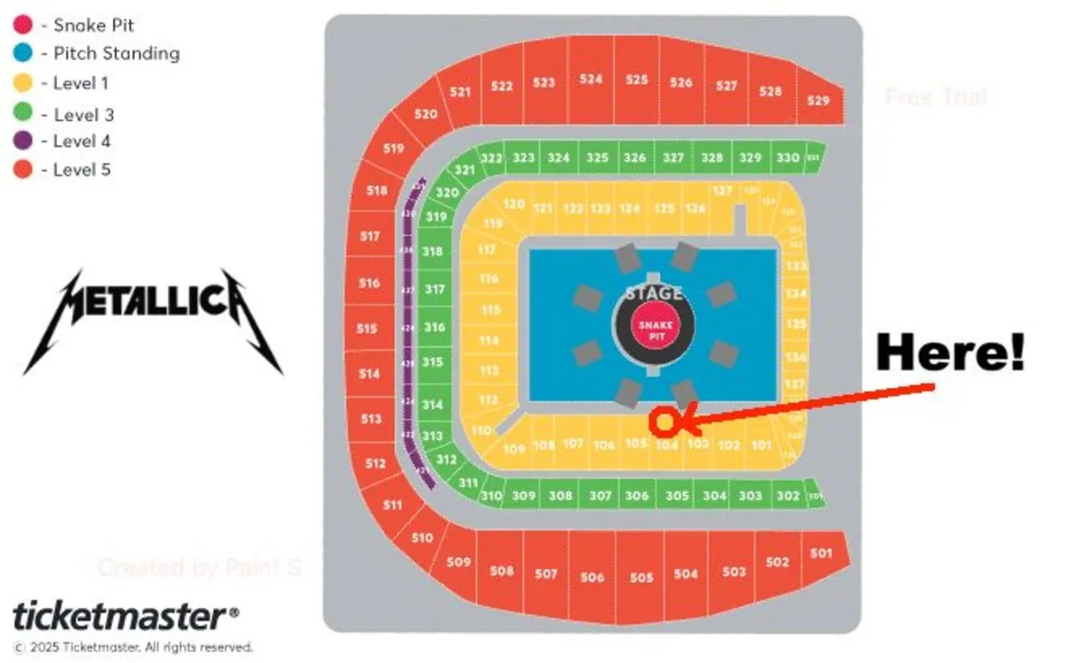 2 x PREMIER Metallica Tickets Sun 21st June - Image 1