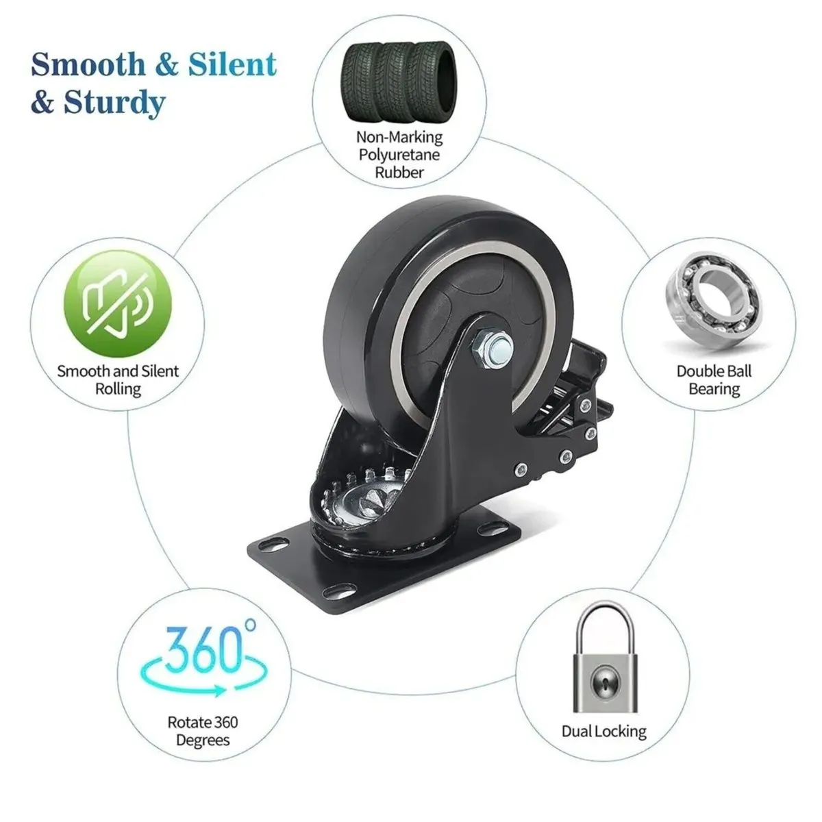 Castor Wheels 200KG Swivel Caster Wheel Set - Image 4