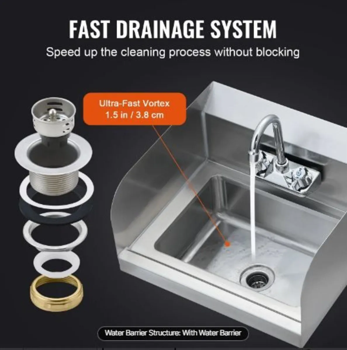 Commercial Hand Sink with Faucet - Image 2