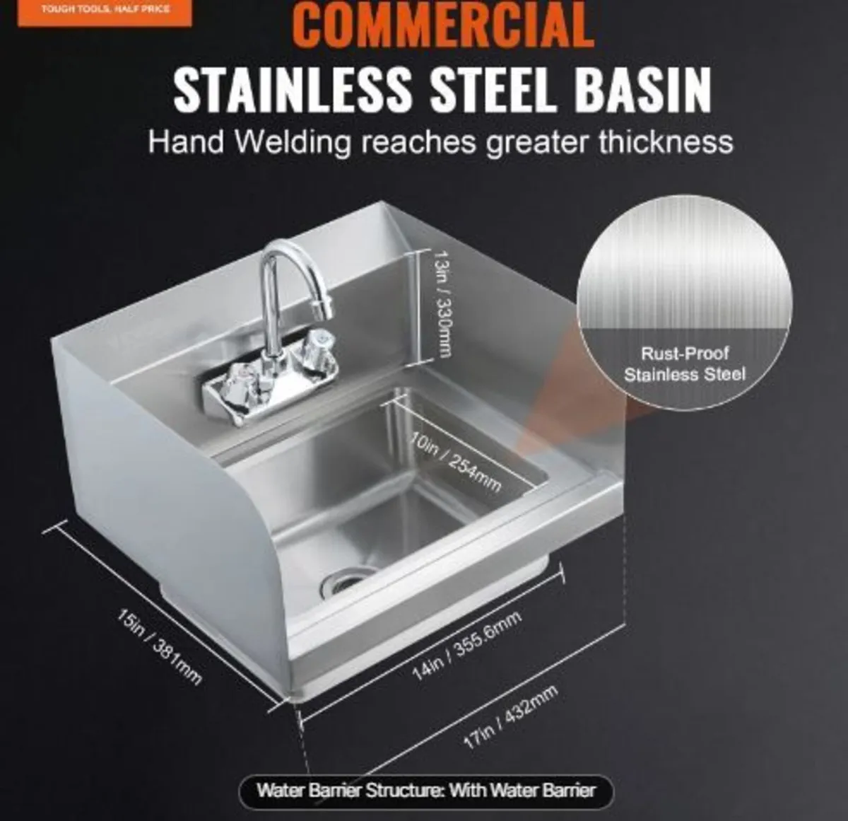 Commercial Hand Sink with Faucet - Image 3