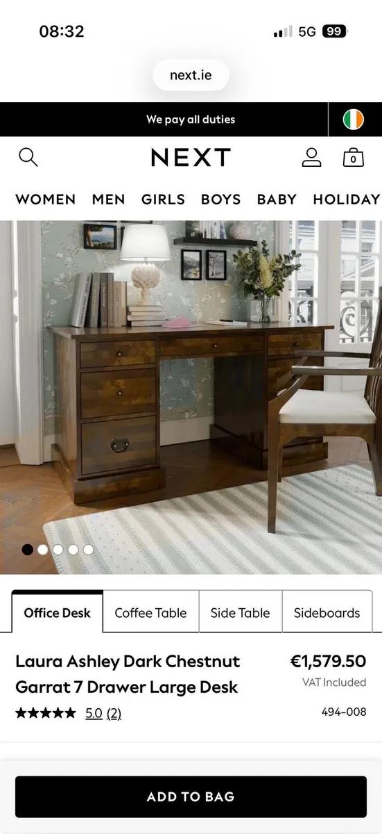 Laura Ashley Chestnut Desk - Image 1