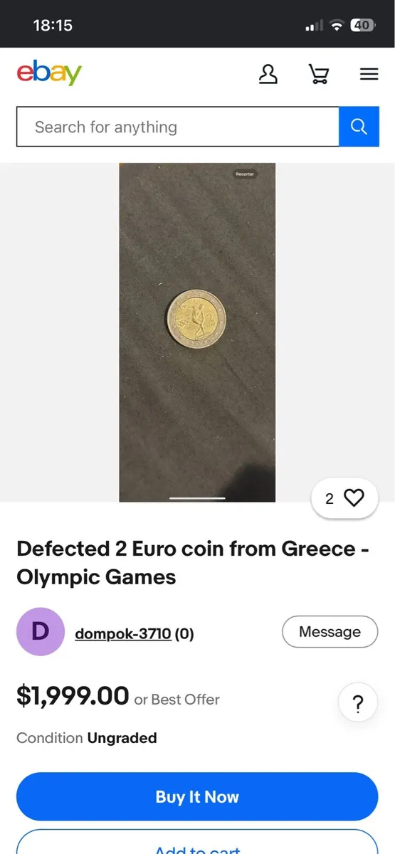 Coin Rare €2 2004 Athens  Olympic coin - Image 2