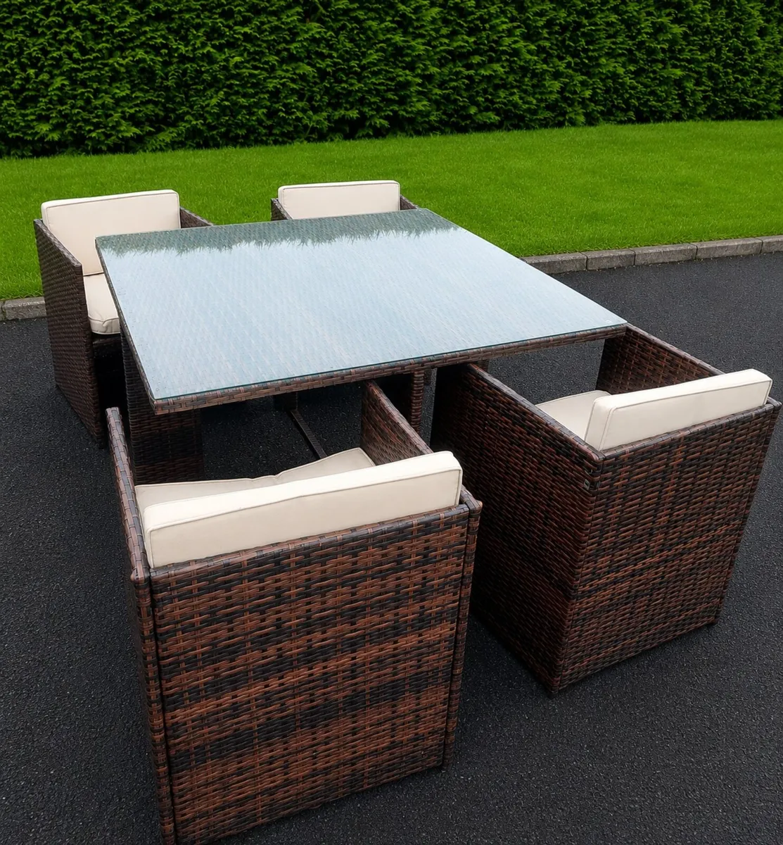 Rattan Cube Garden Furniture with 4 Armchairs - Image 1