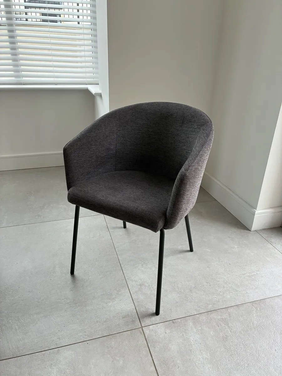 4 x Grey Fabric Dining Chairs - Image 1