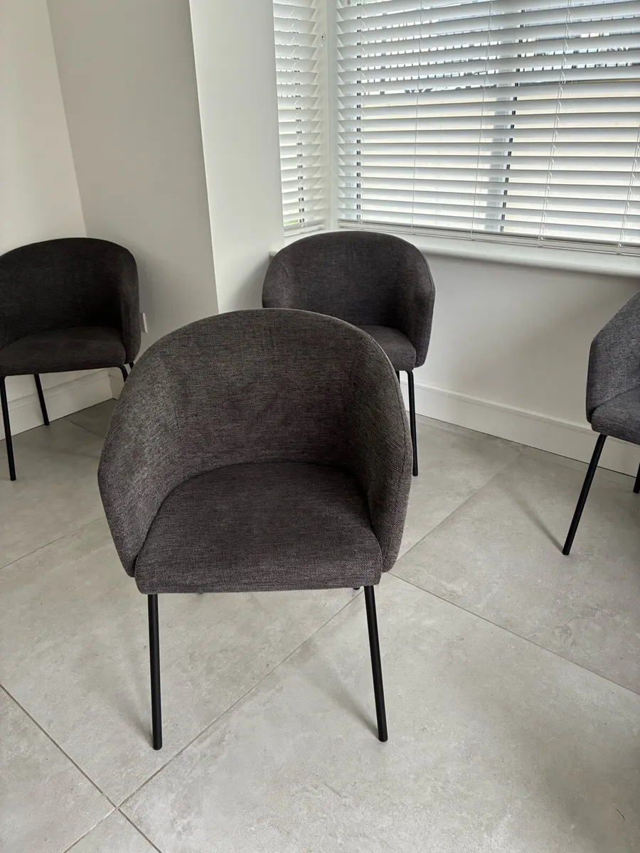 4 x Grey Fabric Dining Chairs - Image 2