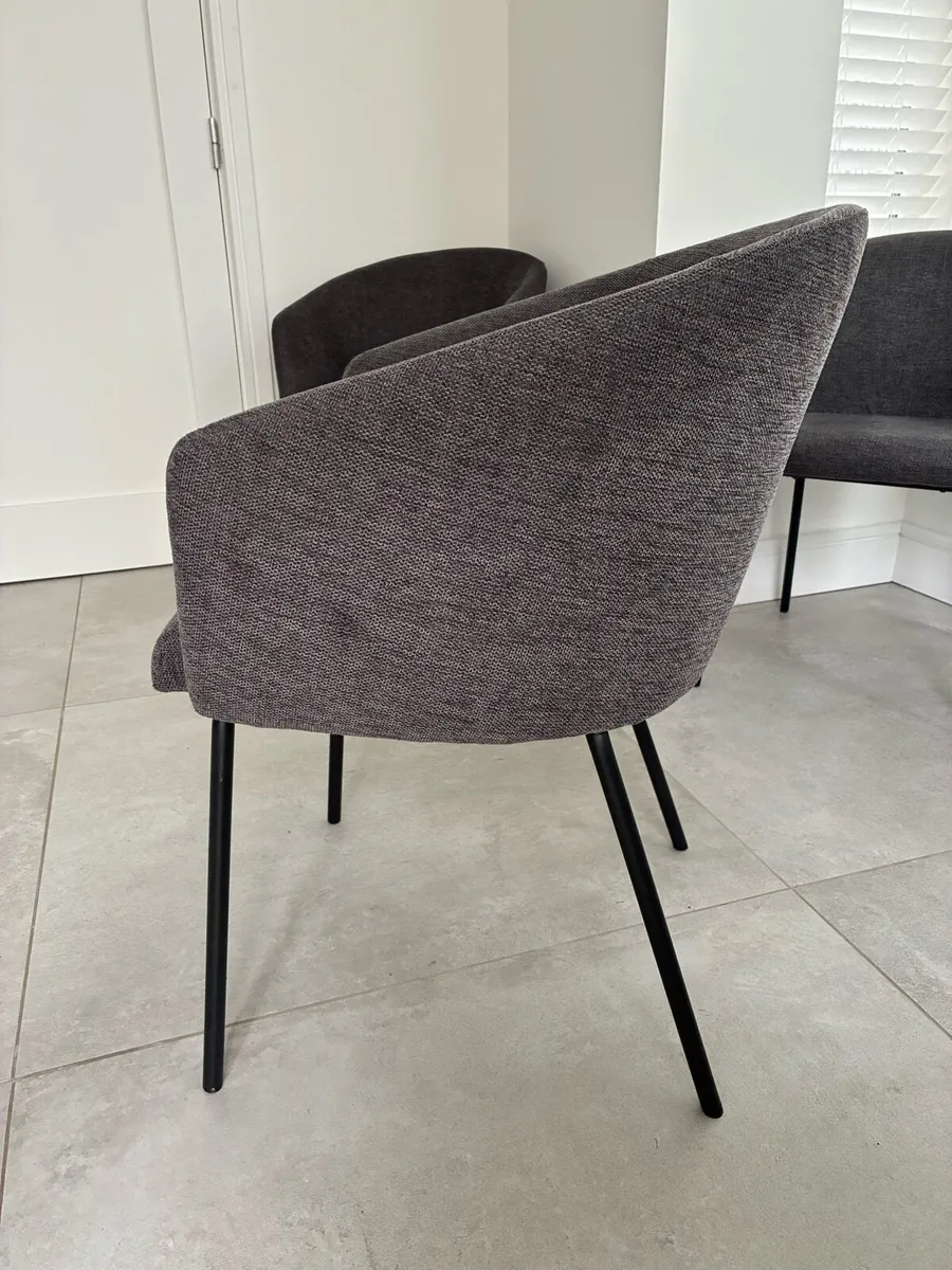 4 x Grey Fabric Dining Chairs - Image 3