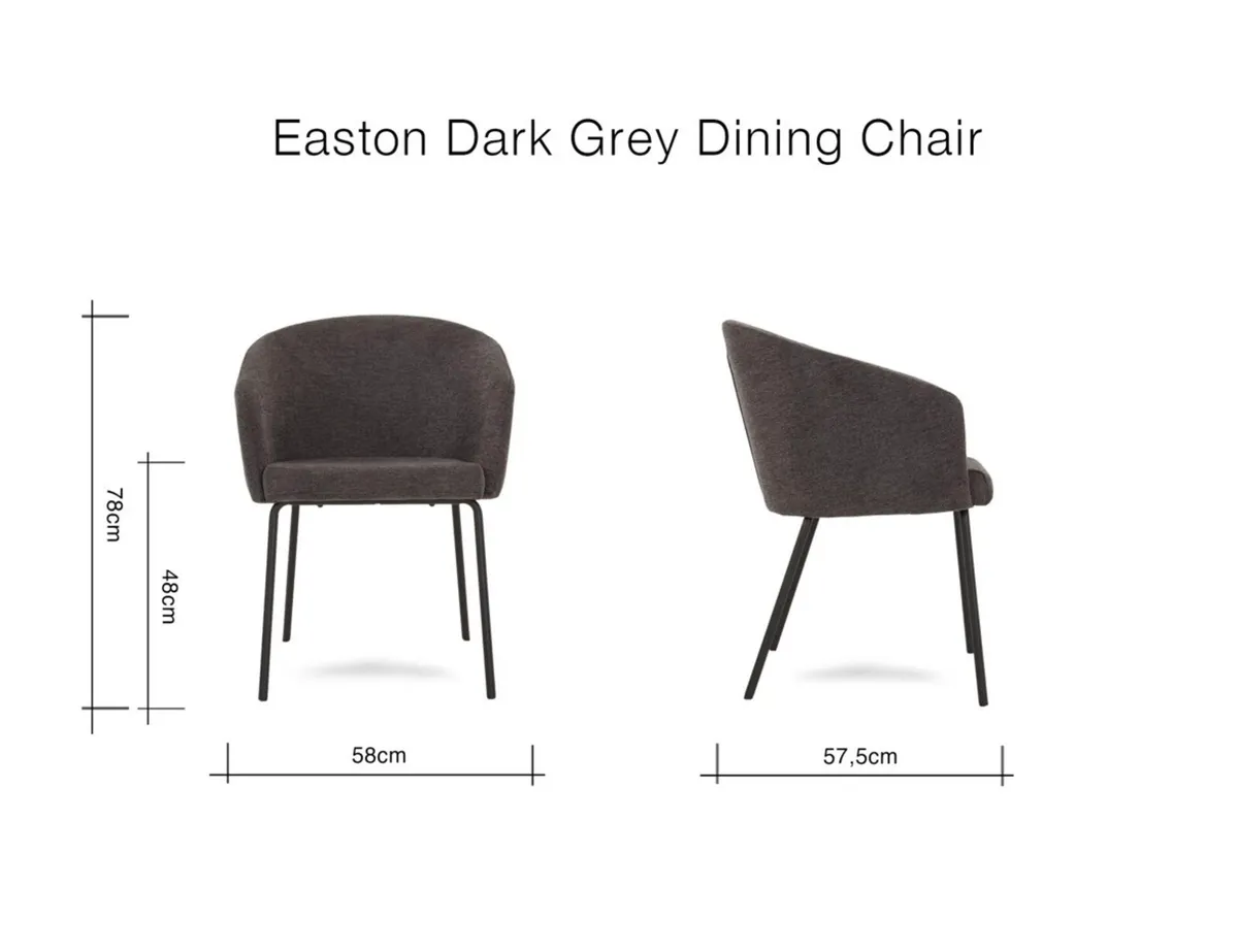 4 x Grey Fabric Dining Chairs - Image 4