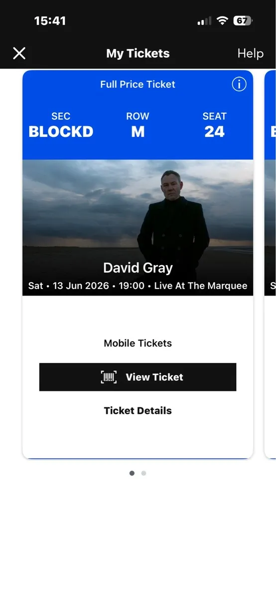 2 x David Gray Tickets Cork