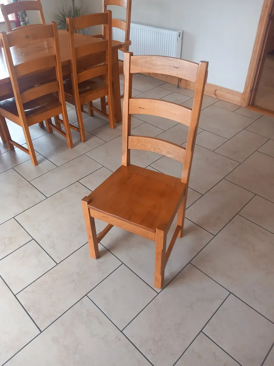 Kitchen 1.8 metre dining oak table (8 chairs) - Image 3