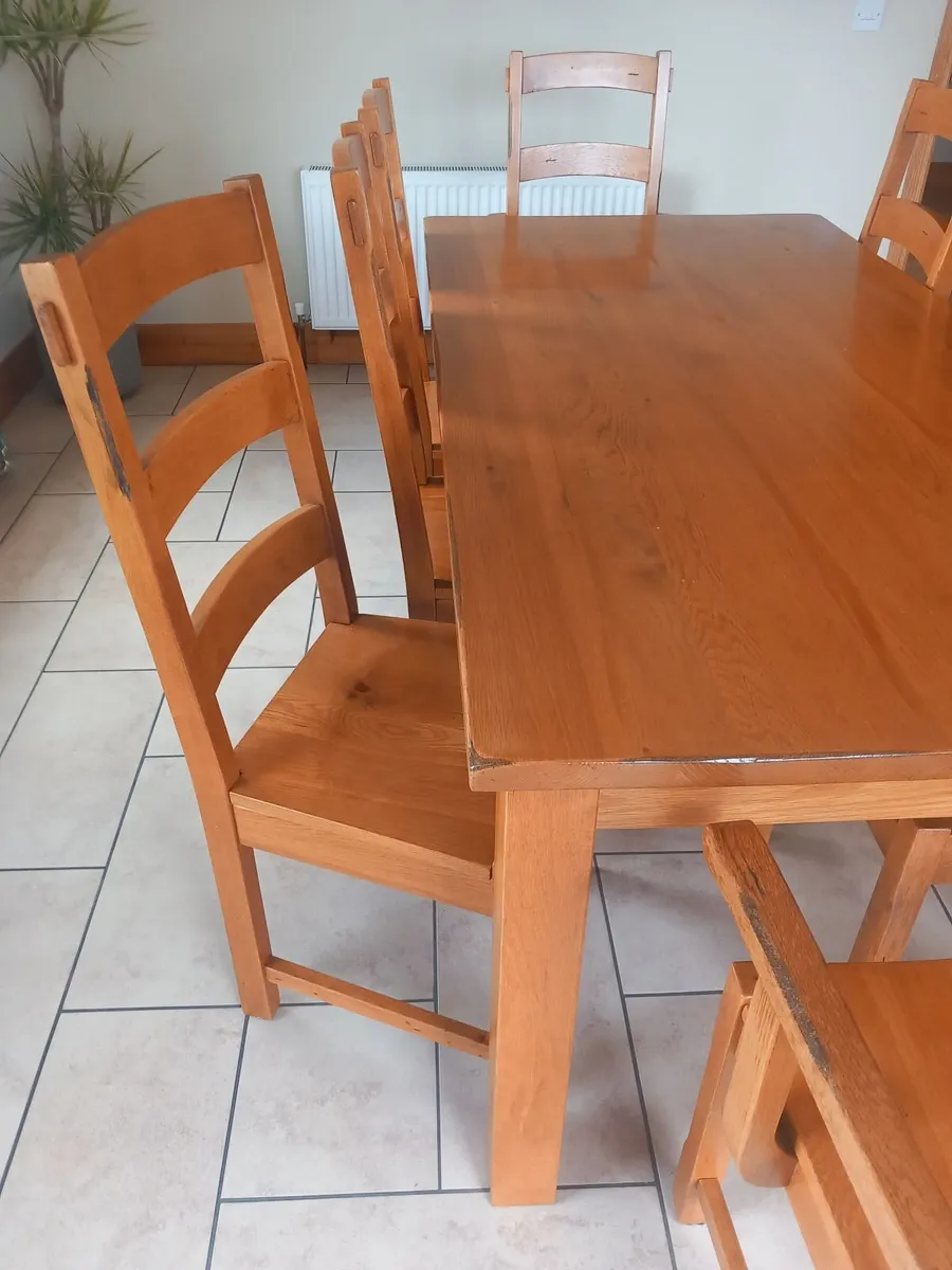 Kitchen 1.8 metre dining oak table (8 chairs) - Image 4