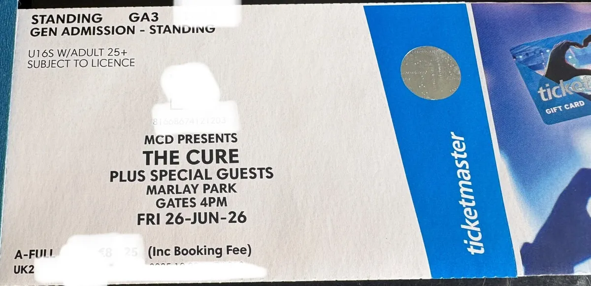 The Cure - Marley Park Dublin - Concert Tickets X2