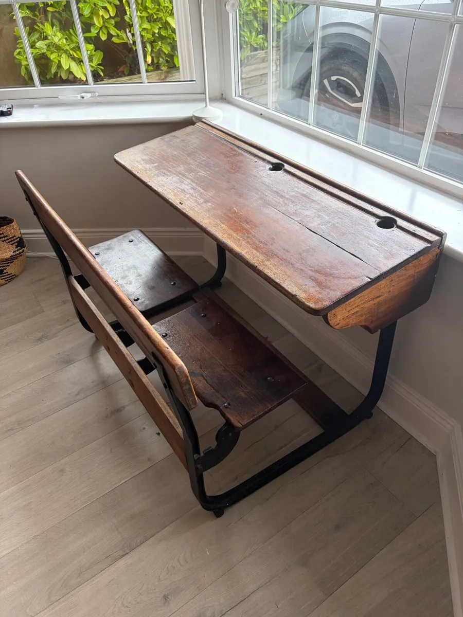 Antique schooldesk - Image 3