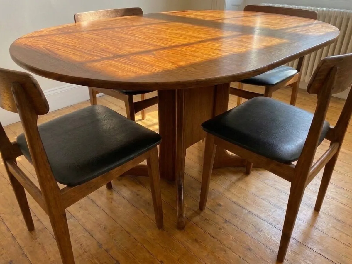 G Plan Teak Drop Leaf Dining Table & Danish Chairs - Image 2