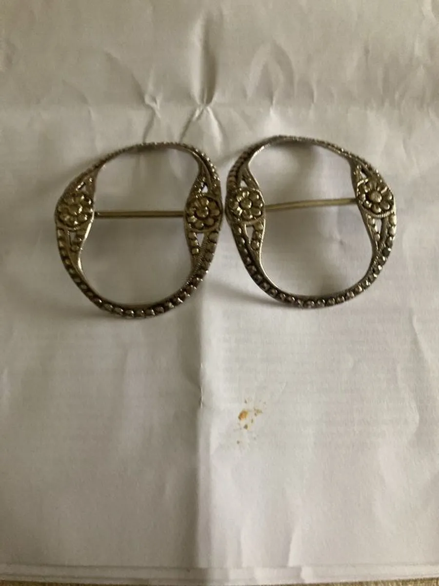 Two antique silver buckles over 200 years old - Image 1