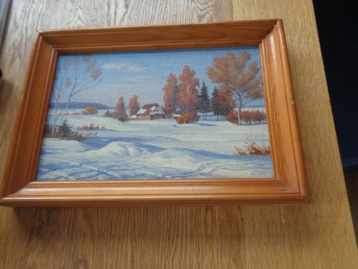 Original Framed Winter Landscape Painting for Sale - Image 1