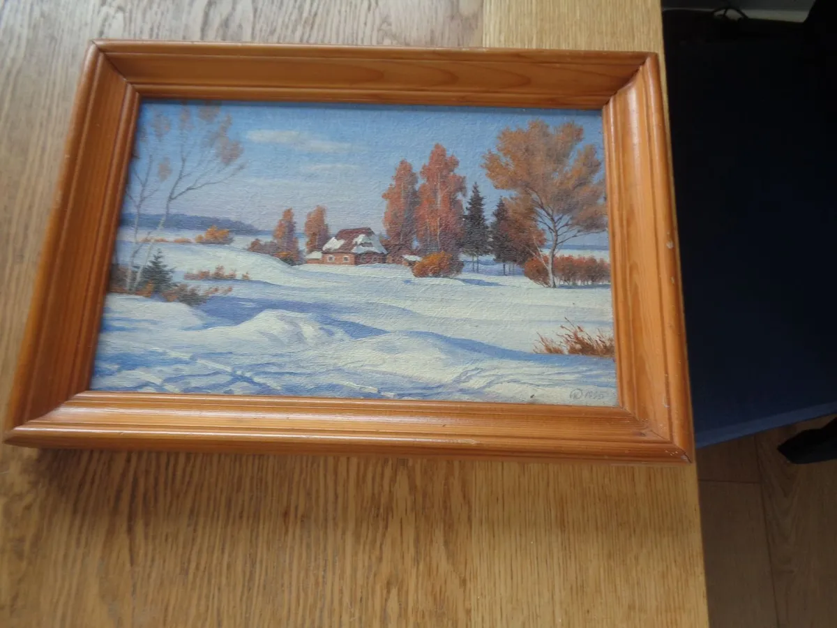 Original Framed Winter Landscape Painting for Sale - Image 2