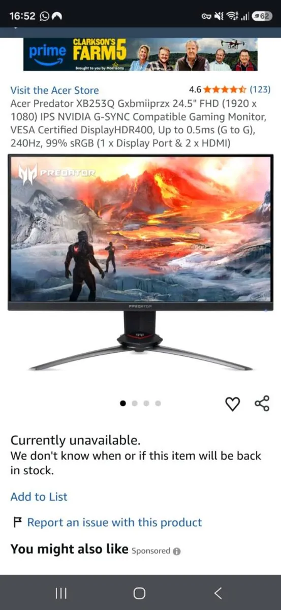 Acer Predator 240hz 1ms response - Image 1