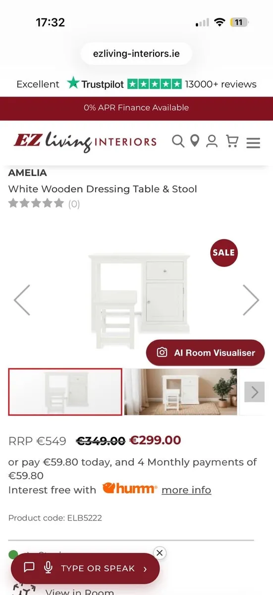 EZ Living Amelia Chest & Dress table - Image 1