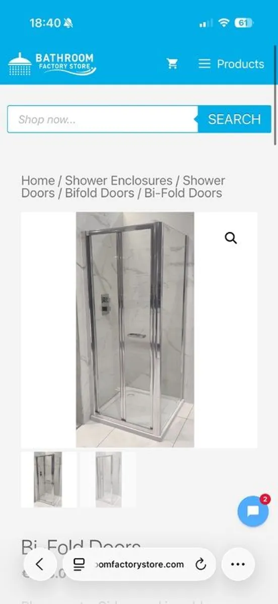 Bi Folding Shower door 1000mm - Image 1