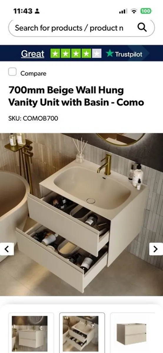 bathroom vanity unit with basin - Image 1
