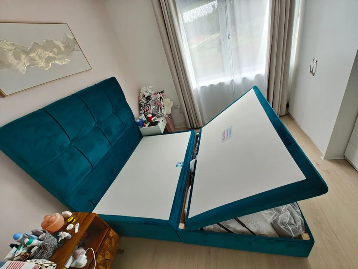 Respa King Size Half-Ottoman Divan Storage Bed Base & Matching Headboar - Image 1