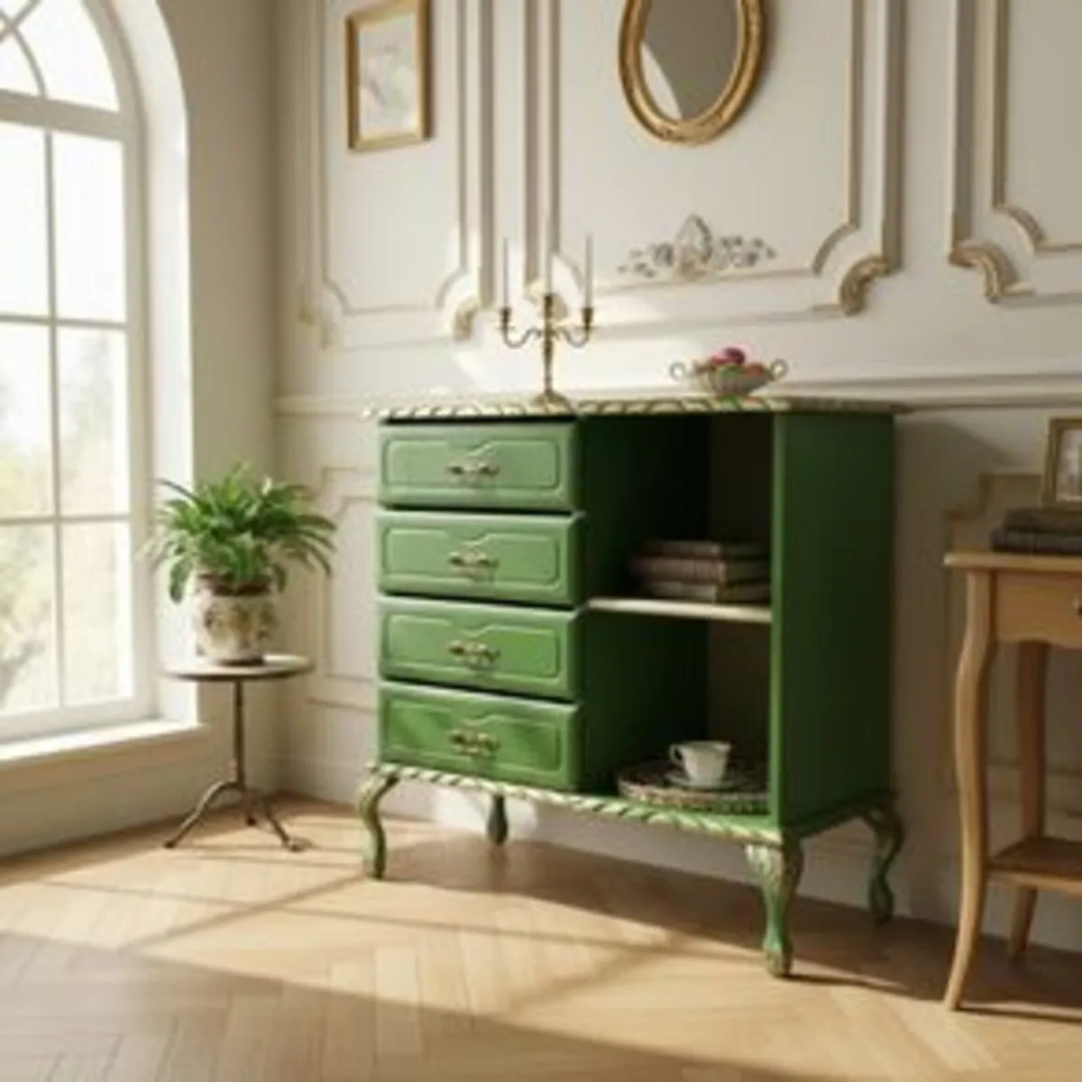 Sale!Sophisticated Green Console Table for Modern - Image 1
