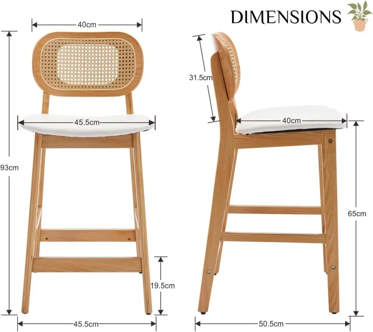 Set of 2 Bar Stools PU Leather - Image 2