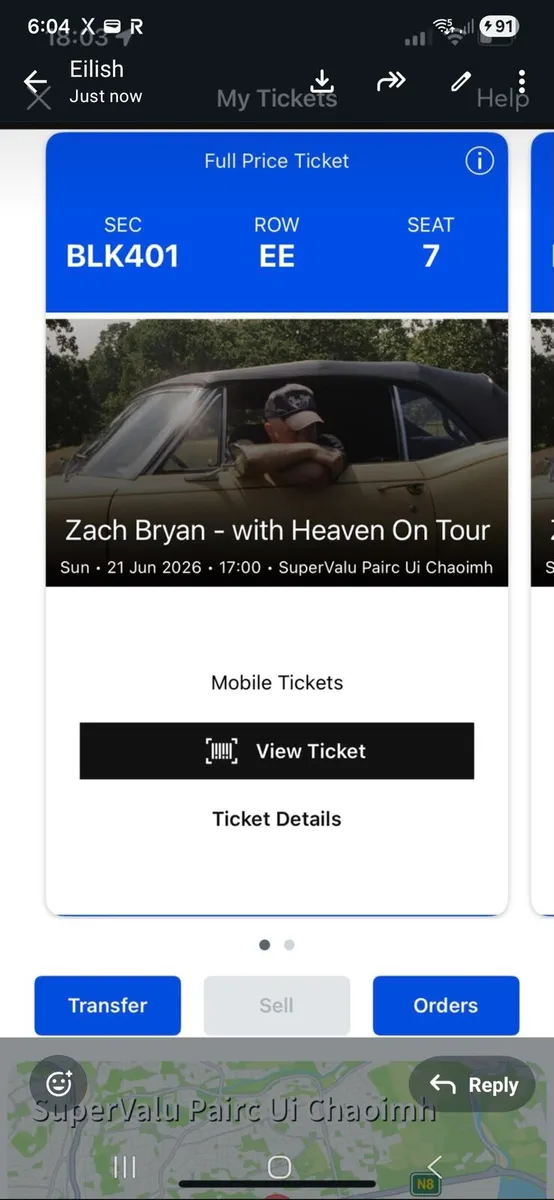 Zach Bryan tickets Sunday 21st June x 2