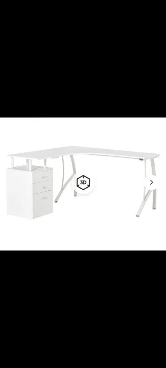 L shaped computer desk , white, new in box - Image 2