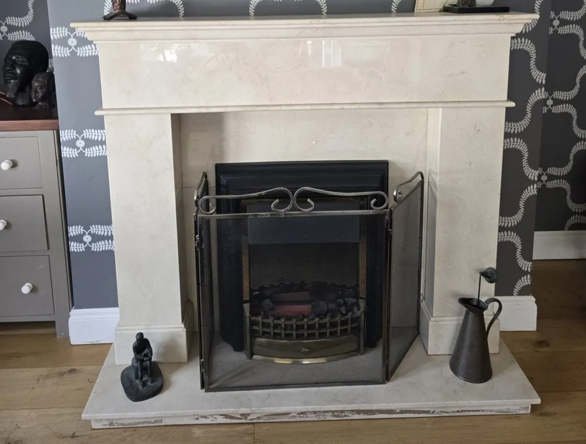 Solid marble fireplace - Image 1