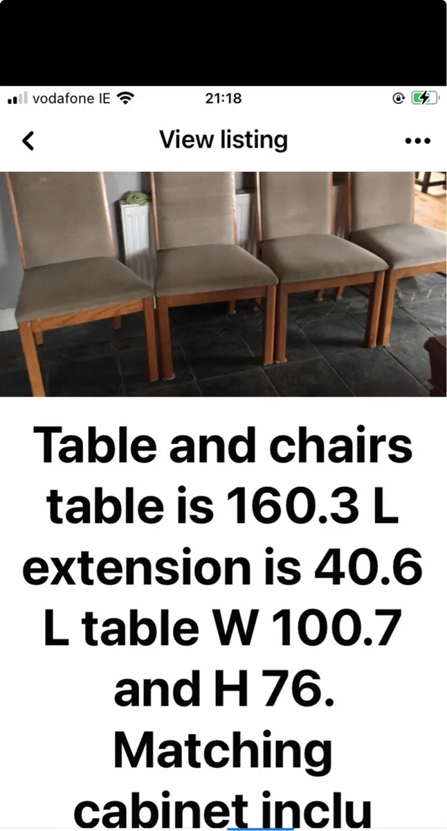 Kitchen table @6 chairs