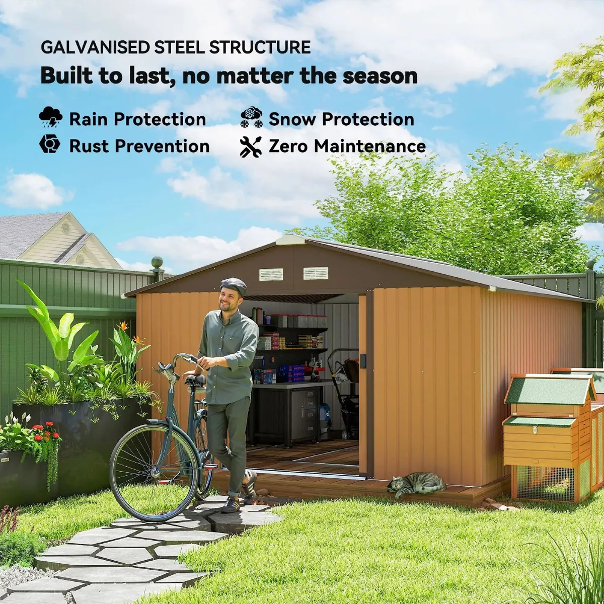 13 x 11ft Large Metal Storage Shed Sliding Doors - Image 4
