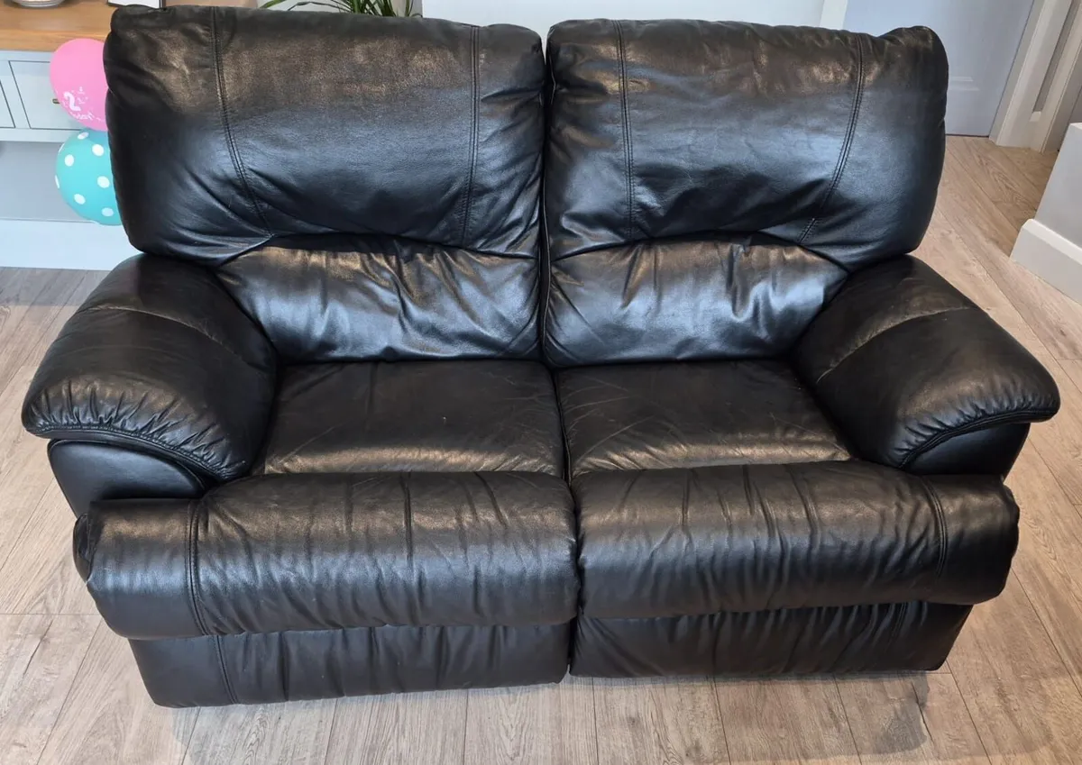 Black leather recliner couches 3+2 - Image 2