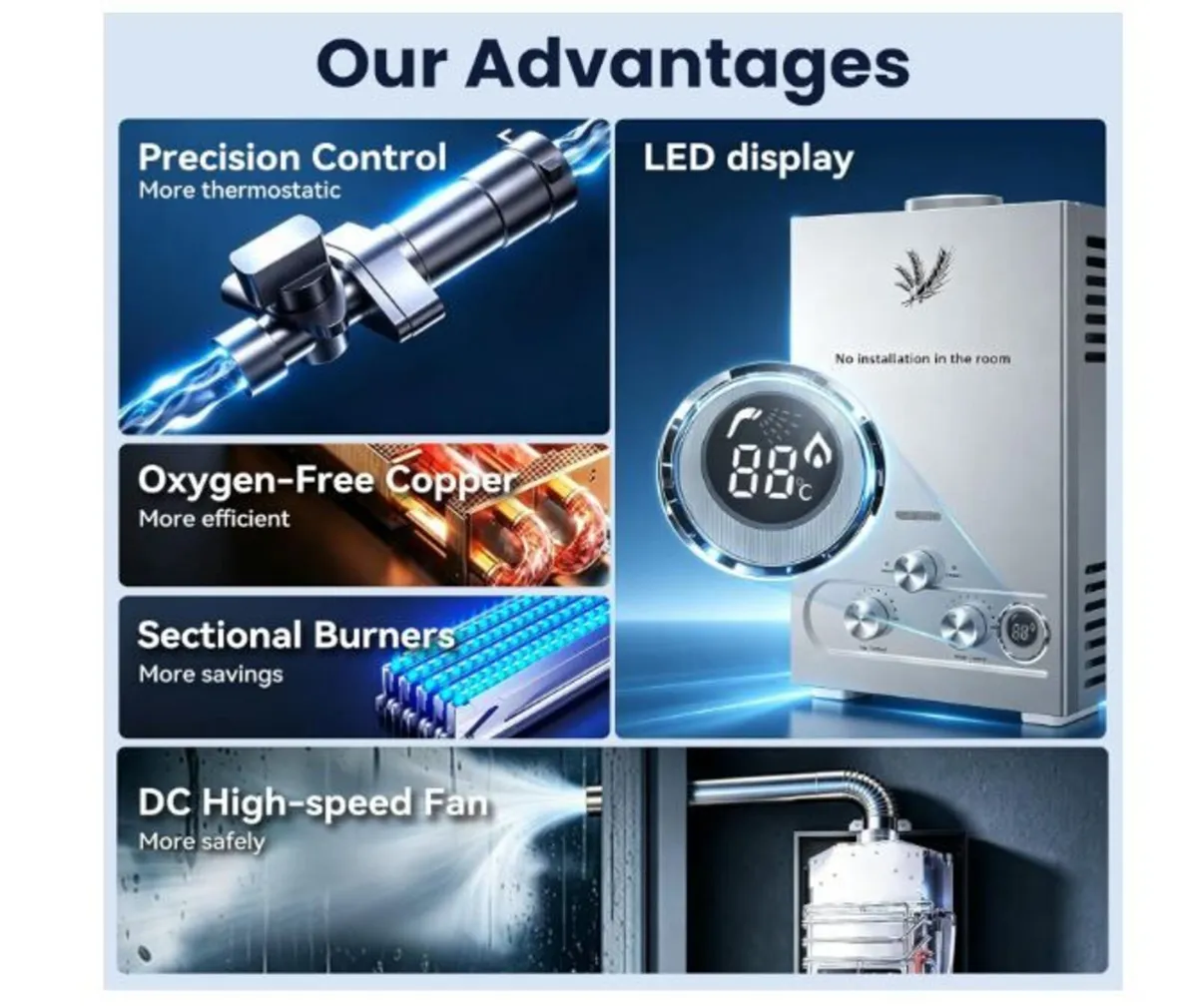 Gas instantaneous water heater 16L, propane water - Image 4