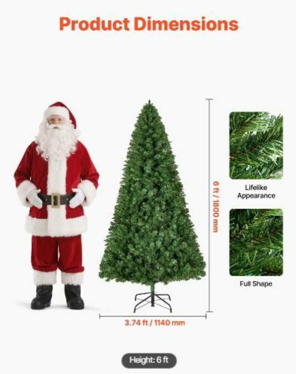 Christmas Tree, 1.8m Artificial Xmas Tree - Image 1