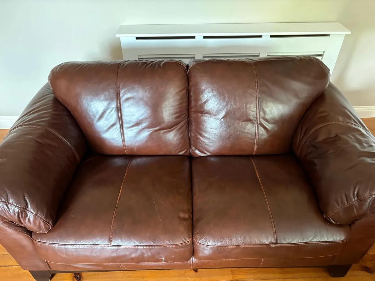 Luxury brown leather sofa set - Image 4